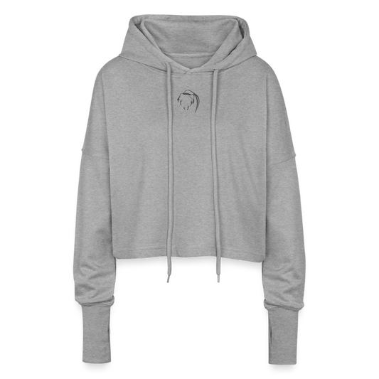 Womens Grey Bear Cropped Hoodie - heather grey